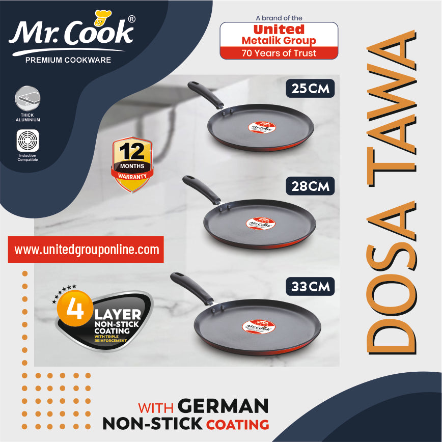 Non-Stick Aluminium 5mm Dosa Tawa, Premium Flat Pan, (28cm