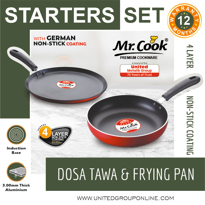 2 PC Non-Stick Fry Pan & Dosa Tawa Set (Fry Pan + Dosa Tawa)